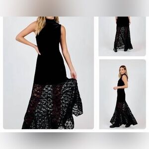 Sadie & Sage Black Maxi Dress with Lace Detail